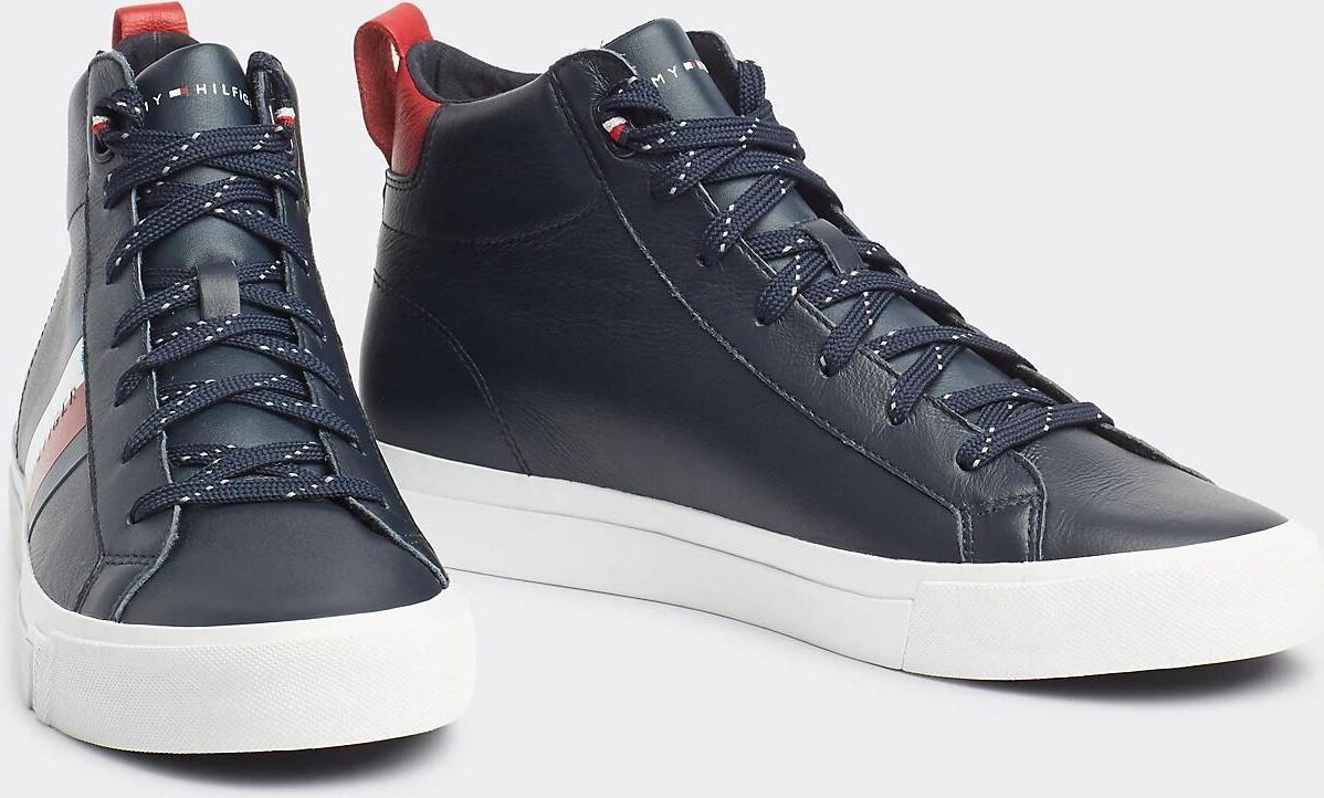 Tommy hilfiger flag detail store high leather sneaker