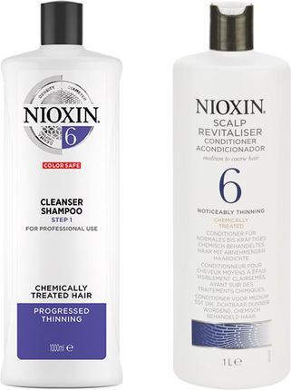 Nioxin System 6 Zestaw przeciw wypadaniu do włosów znacznie przerzedzonych i poddanych zabiegom chemicznym: szampon 1000ml + odżywka 1000ml