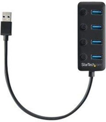 StarTech.com 4-Port USB 3.0 Hub - 4x USB-A - Individual On/Off Switches - hub - 4 ports USB hub - 4 - Czarny (HB30A4AIB)