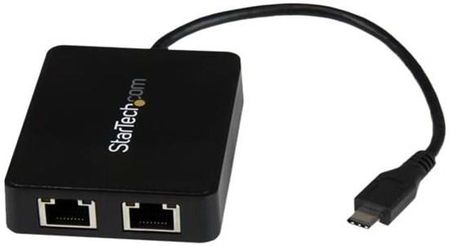 StarTech.com USB C to Dual Gigabit Ethernet Adapter with USB (Type-A) Port (US1GC301AU2R)