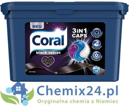 Unilever Coral Black Velvet 3W1 Kapsułki Do Czarnego 18 Szt