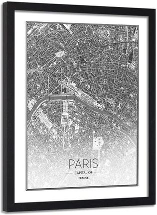Feebe Obraz W Ramie Czarnej Paryż Plan Miasta (4456312457267)