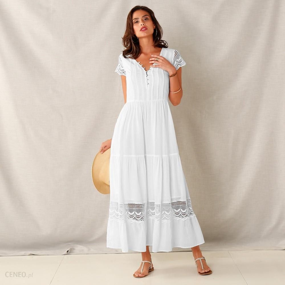 Długa sukienka - biały - velikost 52 - Ceny i opinie 