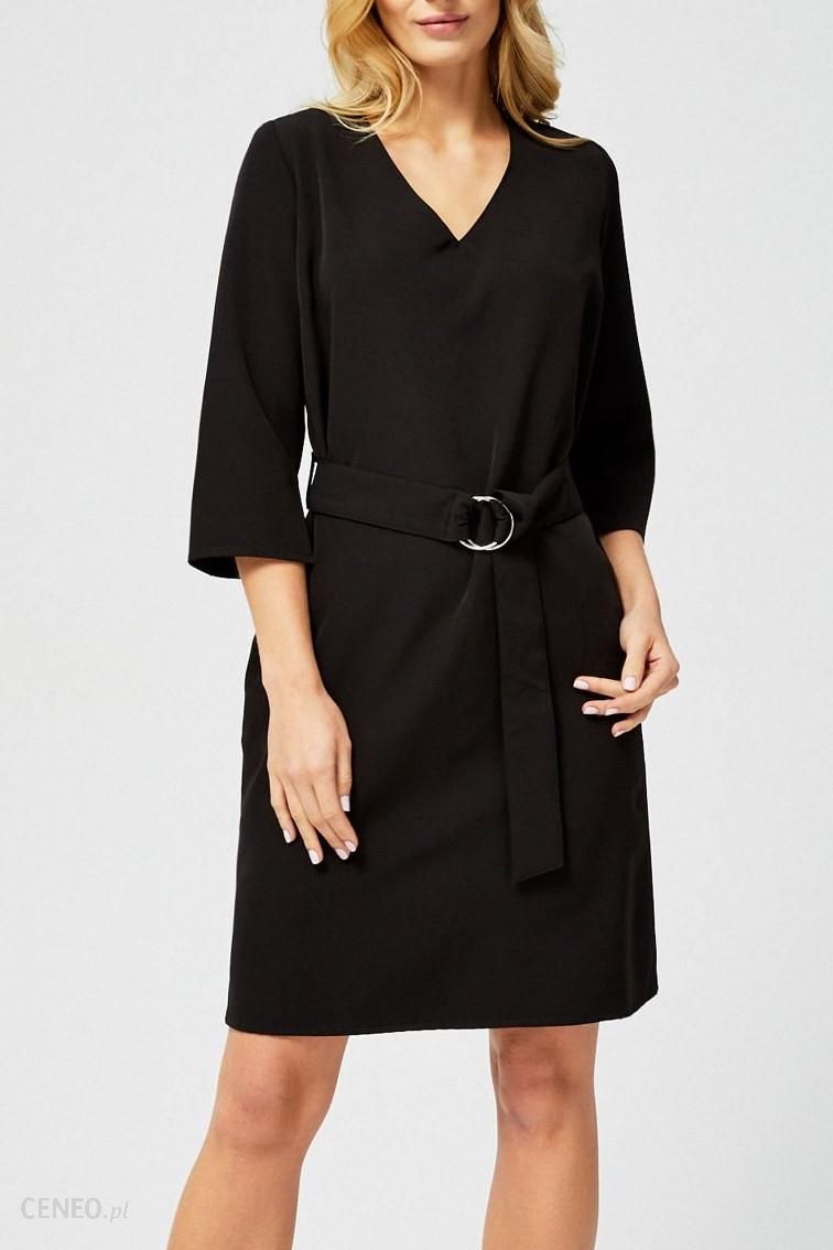 Moodo czarna elegancka sukienka z paskiem - XS - Ceny i opinie 