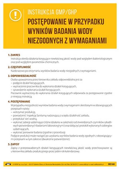 Oddk Instrukcja Gmp/Ghp Postępowanie W Przypadku Wyników Badania Wody ...