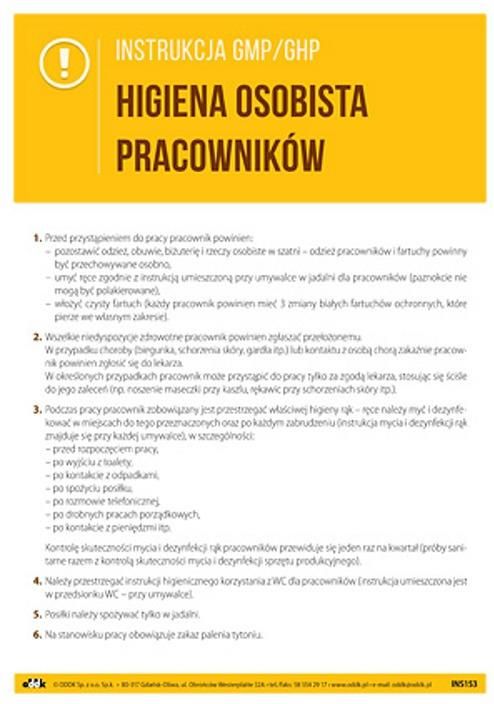 Oddk Instrukcja Gmp/Ghp Higiena Osobista Pracowników - Ceny I Opinie ...