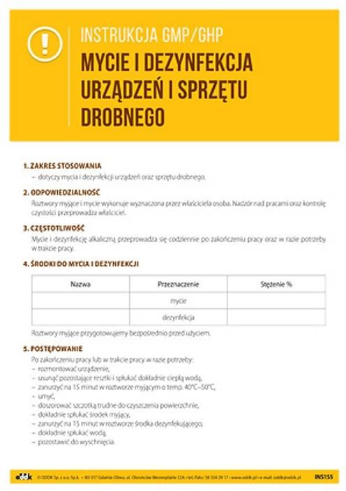 Oddk Instrukcja Gmp/Ghp Mycie I Dezynfekcja Urządzeń I Sprzętu Drobnego ...