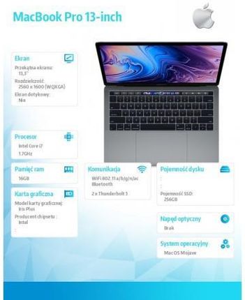 Laptop APPLE MacBook Pro 13,3/i7/16GB/256GB/MacOS (Z0W5000CH