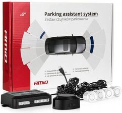 Czujniki parkowania AMiO z buzzerem, 4 sensory 22mm, białe - Autoalarmy