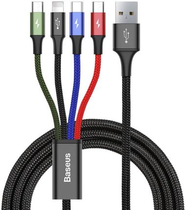 BASEUS Fast 4 w 1 Lightning, Type-C, Micro USB (2×) 3,5 A/1,2 m, czarny CA1T4-A01
