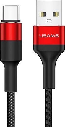 Kabel USB Usams Kabel pleciony U5 2A USB-C 1,2m czerwony US-SJ221 -SJ221TC02