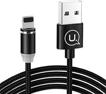 Kabel USB Usams magnetyczny U-Sure lightning 1m 2.1A pleciony czarny/black SJ292USB01 (US-SJ292)