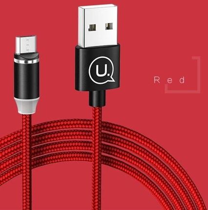 Kabel USB Usams magnetyczny U-Sure microUSB 1m 2.1A pleciony czerwony/red SJ294USB02 (US-SJ294)