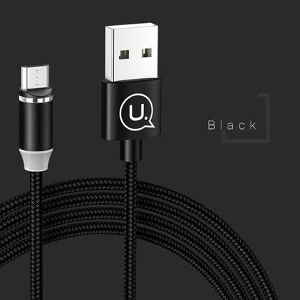 Kabel USB Usams magnetyczny U-Sure microUSB 1m 2.1A pleciony czarny/black SJ294USB01 (US-SJ294)