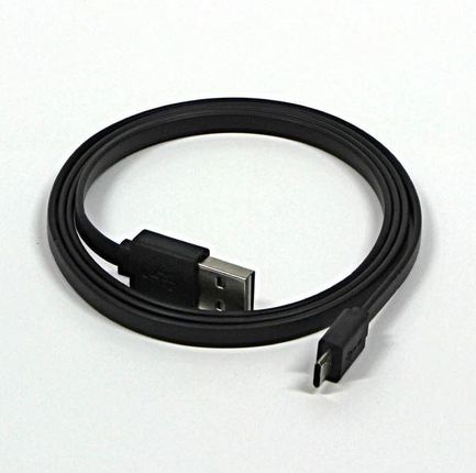 Kabel USB micro USB  obustronny płaski  0.3m czarny,