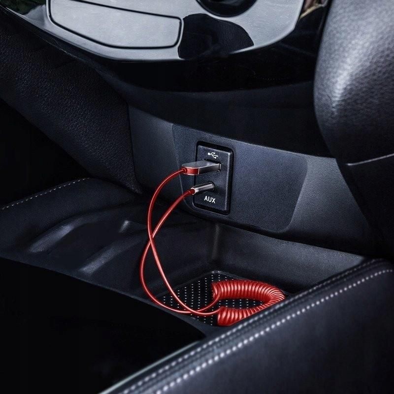 Kabel USB Baseus Baseus BA01 odbiornik dźwięku Bluetooth 5.0 kabel USB adapter audio AUX jack czerwony (CABA01-09) uniwersalny - zdjęcie 6 Kabel USB Baseus Baseus BA01 odbiornik dźwięku Bluetooth 5.0 kabel USB adapter audio AUX jack czerwony (CABA01-09) uniwersalny