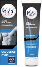 Veet Men Silk&Fresh nawilżający krem do depilacji skóry wrażliwej 200ml - Męskie kosmetyki do pielęgnacji ciała