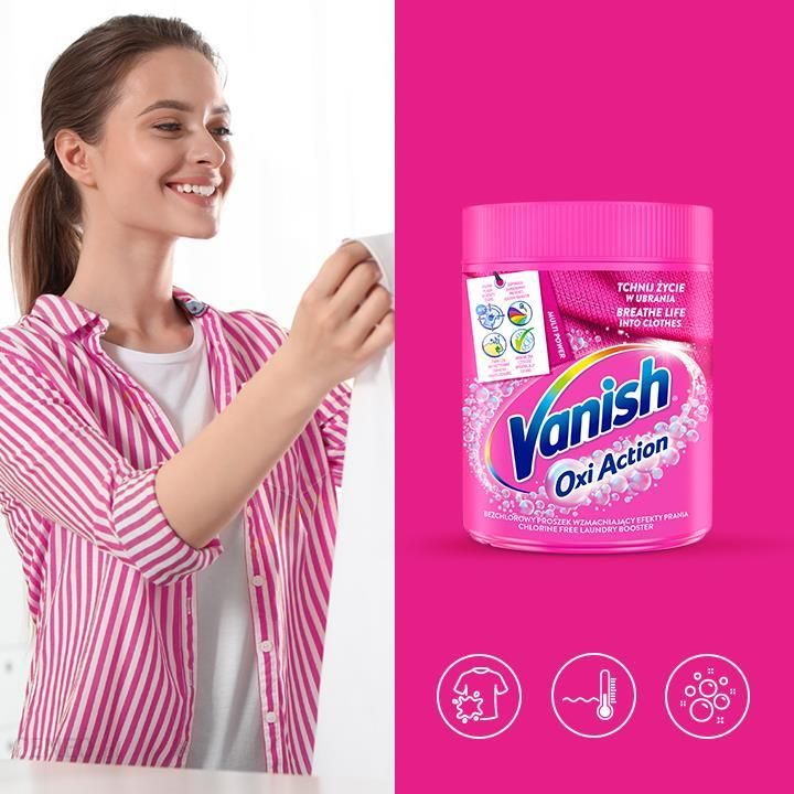 Vanish Oxi Action Pink Odplamiacz Do Koloru I Bieli W Proszku 470G