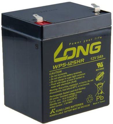 Long 12V 5Ah akumulator ołowiowy HighRate F1 (WP5-12SHR F1) (PBLO12V005F1AH)