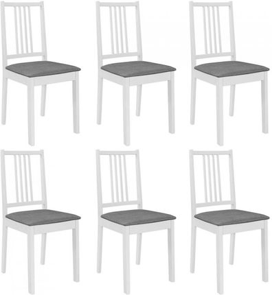 Vida Krzesła Z Poduszkami 6szt Biały Lite Drewno (V276406)