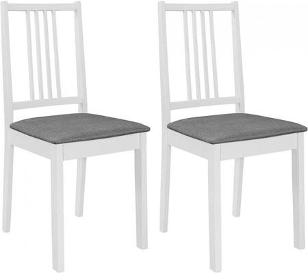Vida Krzesła Z Poduszkami 2szt Biały Lite Drewno (V247636)