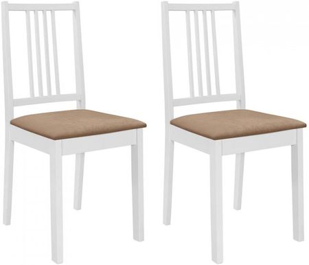 Vida Krzesła Z Poduszkami 2szt Biały Lite Drewno (V247634)