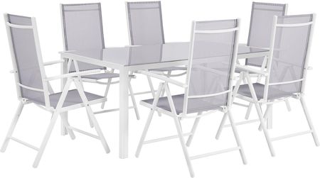 Beliani Zestaw mebli ogrodowych stół 160 x 90 cm i 6 krzeseł aluminium szary Catania