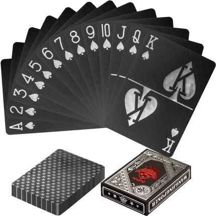 MKS Karty Do Gry w Pokera Black Jack Talia - Czarny/Srebrny