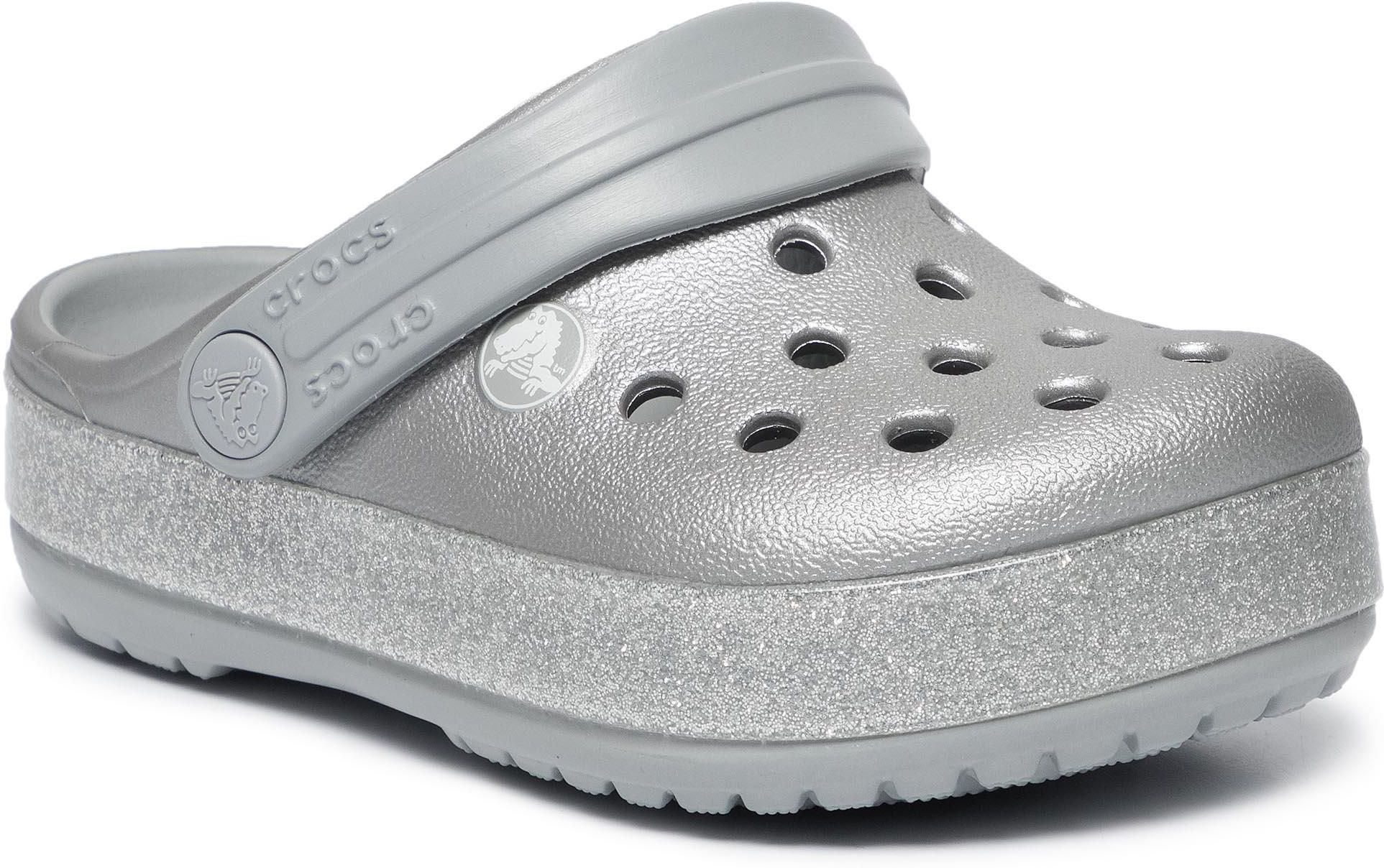 crocband glitter clog silver