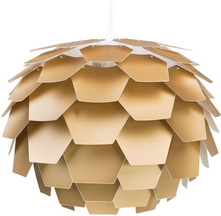 Beliani Lampa wisząca okrągła plastikowa geometryczna złota duża Segre