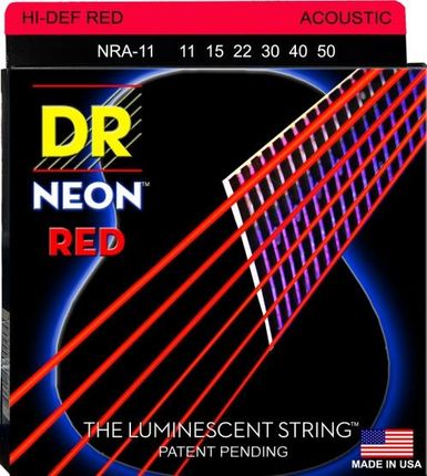 DR NEON Hi-Def Red - struny do gitary akustycznej, Coated, Medium Light .011-.050