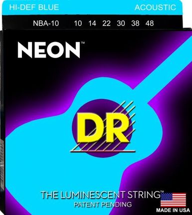 DR NEON Hi-Def Blue struny do gitary akustycznej, Coated, Light, .010-.048