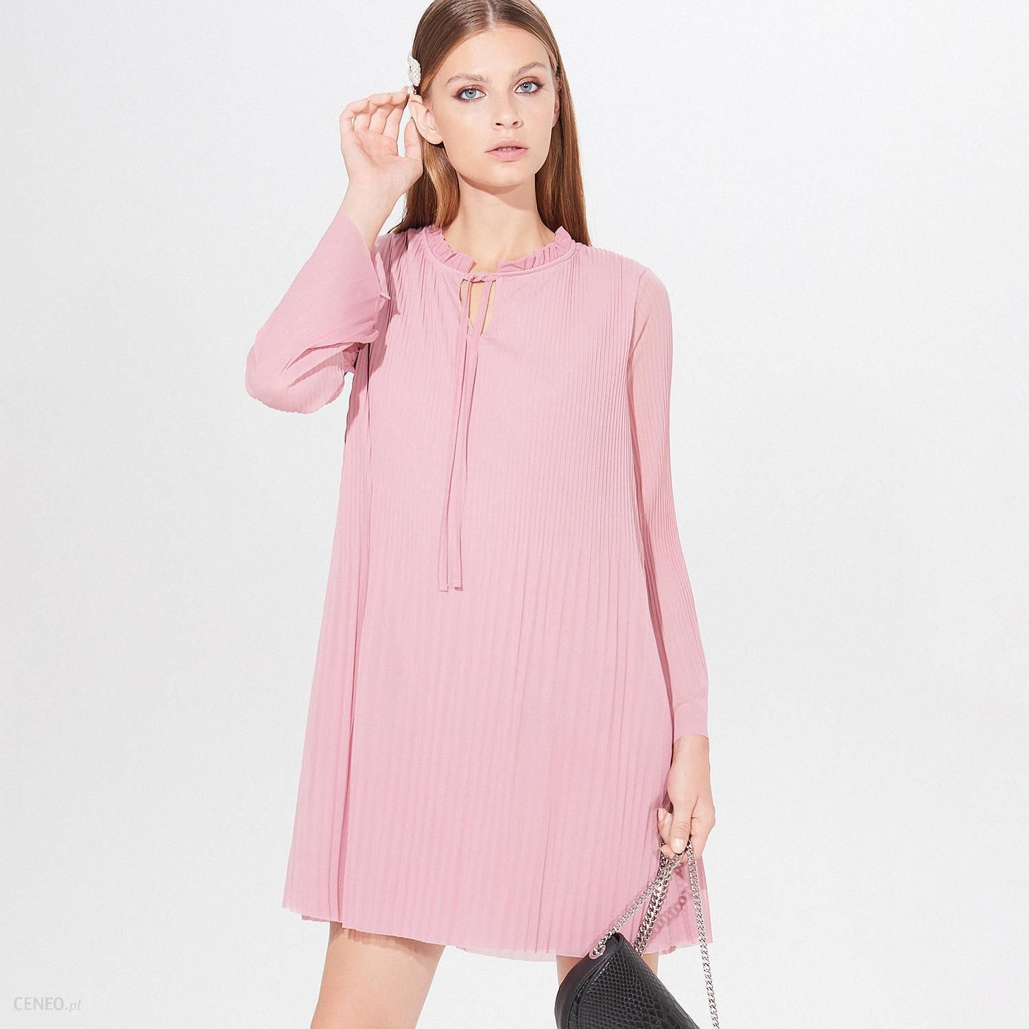 Mohito - Plisowana mini sukienka - Różowy - Ceny i opinie 