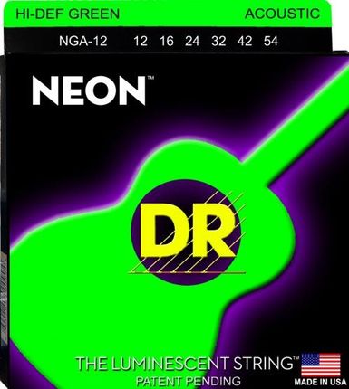 DR NEON Hi-Def Green - struny do gitary akustycznej, Coated, Medium, .012-.054