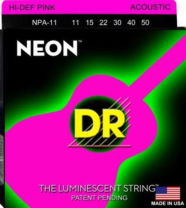 DR NEON Hi-Def Pink - struny do gitary akustycznej, Coated, Medium Light .011-.050