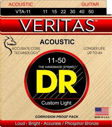 DR VERITAS - struny do gitary akustycznej, Custom Light, .011-.050