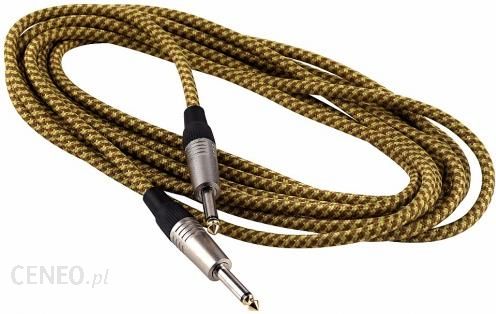 RockCable kabel instrumentalny - straight TS (6.3 mm / 1/4), braided cloth mantle, gold - 5 m / 16.4 ft.