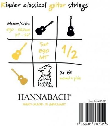 Hannabach (653076) 890 MT struna do gitary klasycznej 1/2, menzura 53-56cm (medium) - E6w