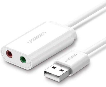 Ugreen Zewnętrzny Adapter Dźwięku USB 15Cm Biały (30143)