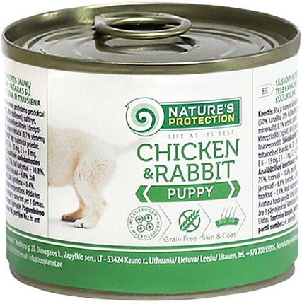 Natures Protection Puppy Chicken Rabbit Kurczak Królik Dla Szczeniąt 70% Mięsa 6X200G
