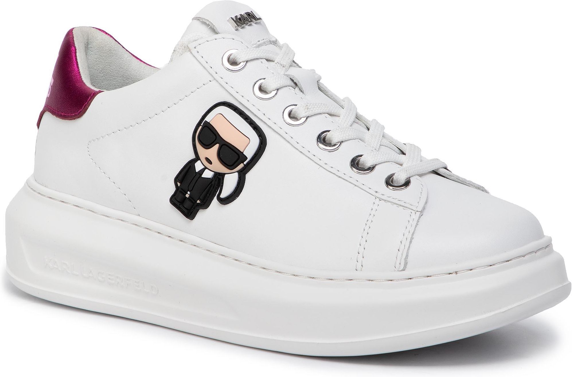 Sneakersy KARL LAGERFELD - KL62530 White Lthr W/Pink - Ceny i opinie ...