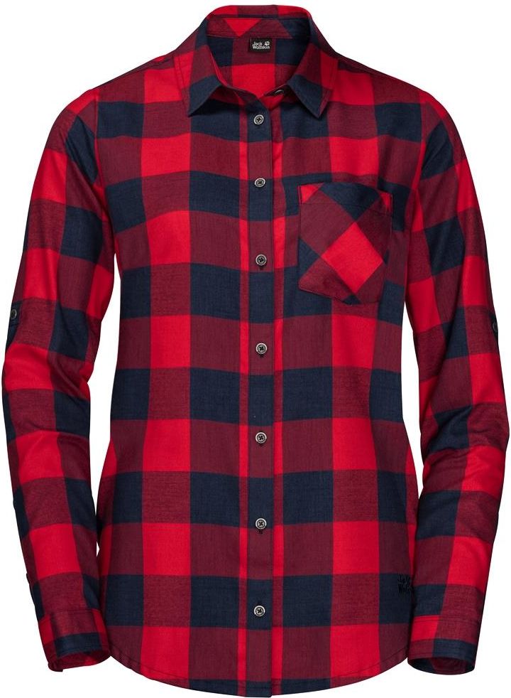 Jack Wolfskin Damska koszula HOLMSTAD SHIRT ruby red check Koszule Jack Wolfskin Ceneo.pl