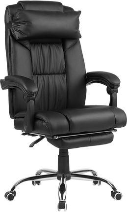 Beliani Klasyczne krzesło biurowe obrotowe regulowane podnóżek ekoskóra czarne Luxury