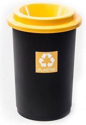 Plastikowy kosz do segregacji odpadów, 50l - Plastikowy kosz na śmieci segregowane EKO, pojemność 50 l, żółty