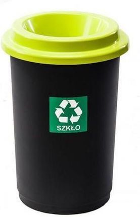 Plastikowy kosz do segregacji odpadów, 50l - Plastikowy kosz na śmieci segregowane EKO, pojemność 50 l, zielony