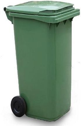 Plastikowe śmietniki zewnętrzne, na odpady segregowane, pojemność 120 l - Plastikowy kosz zewnętrzny na śmieci, pojemność 120 l, zielony