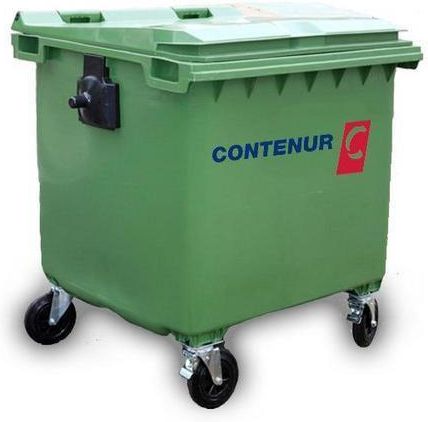 Plastikowe śmietniki zewnętrzne, na odpady segregowane, pojemność 1100 l - Plastikowy kosz zewnętrzny na śmieci, pojemność 1100l, zielony