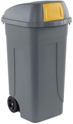Plastikowe śmietniki zewnętrzne na odpady segregowane, pojemność 100 l - Plastikowy pojemnik na odpady zewnętrzny, pojemność 100 l, szary/żółty