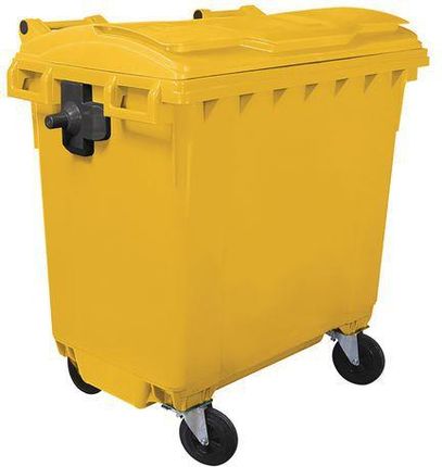 Plastikowe zewnętrzne pojemniki na odpady Manutan, pojemność 770 l - Plastikowy pojemnik na odpady Manutan, pojemność 770 l, żółty