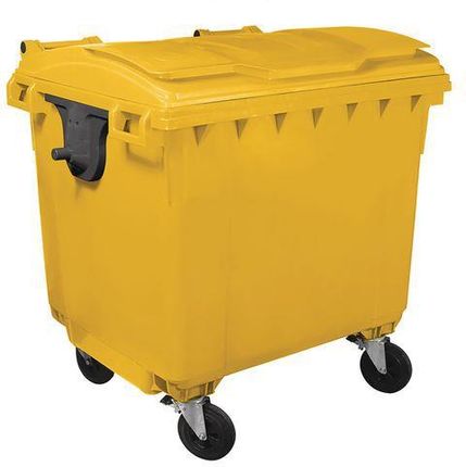 Plastikowe zewnętrzne pojemniki na odpady Manutan, pojemność 1 100 l - Plastikowy zewnętrzny pojemnik na odpady Manutan, pojemność 1 100 l, żółty